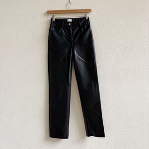 Aritzia Wildfire Pants Women Size 4 Black Excellent Faux Leather Straight Leg